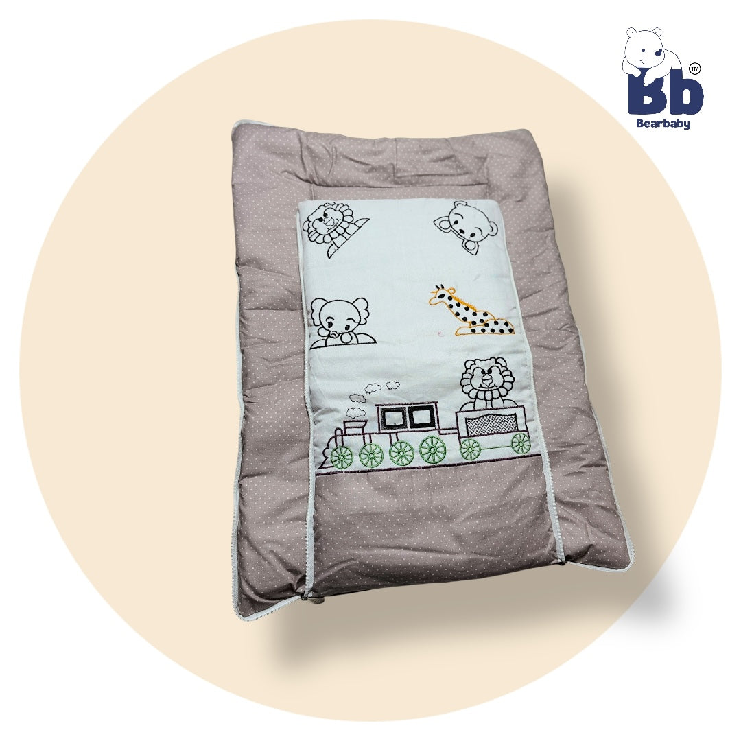 BearBaby Premium Embroidery Print 3-in-1 Baby Bed | Sleeping Bag, Carry Nest & Mattress | Soft Cotton, Foldable & Washable Newborn Bedding (0–12 Months) 2