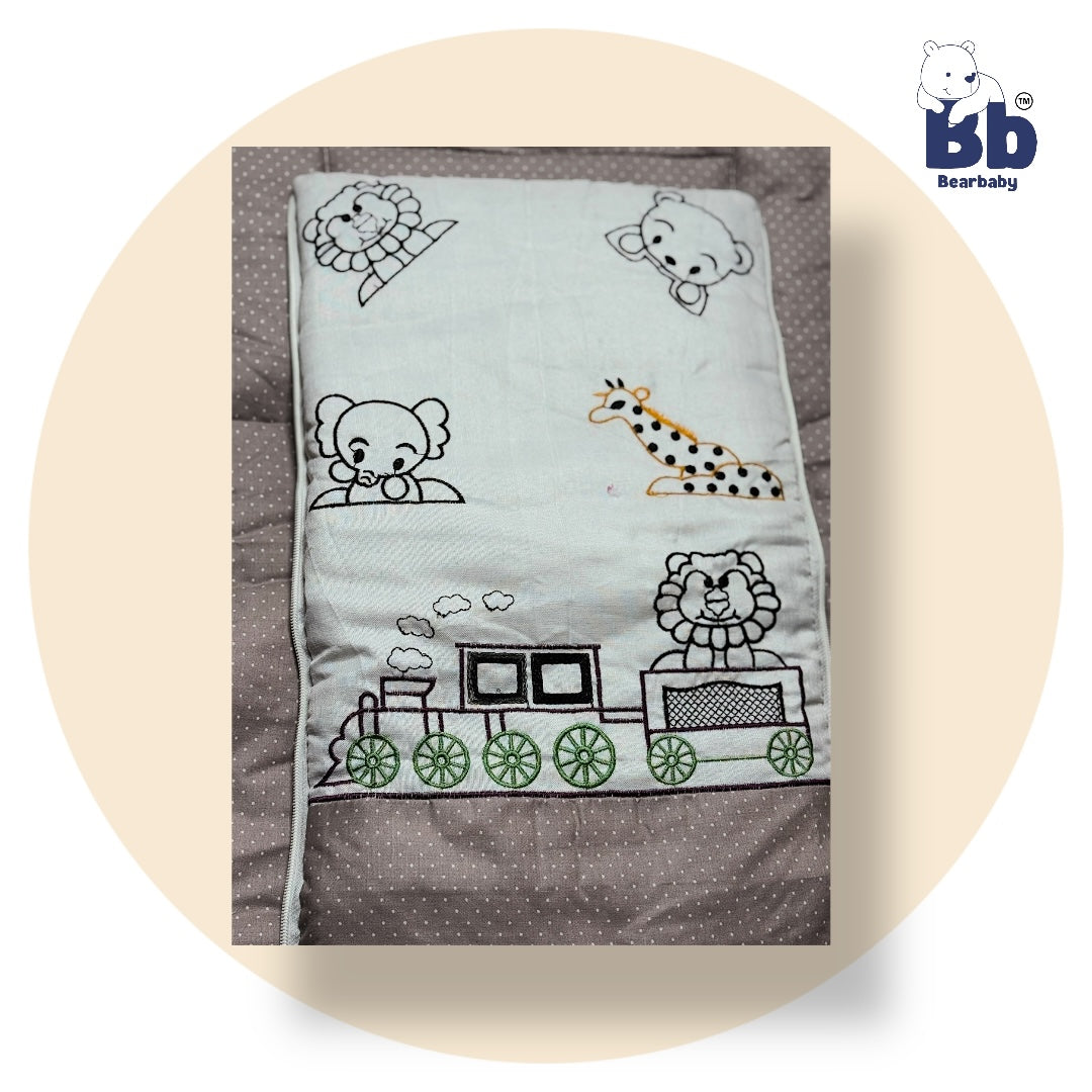 BearBaby Premium Embroidery Print 3-in-1 Baby Bed | Sleeping Bag, Carry Nest & Mattress | Soft Cotton, Foldable & Washable Newborn Bedding (0–12 Months) 2