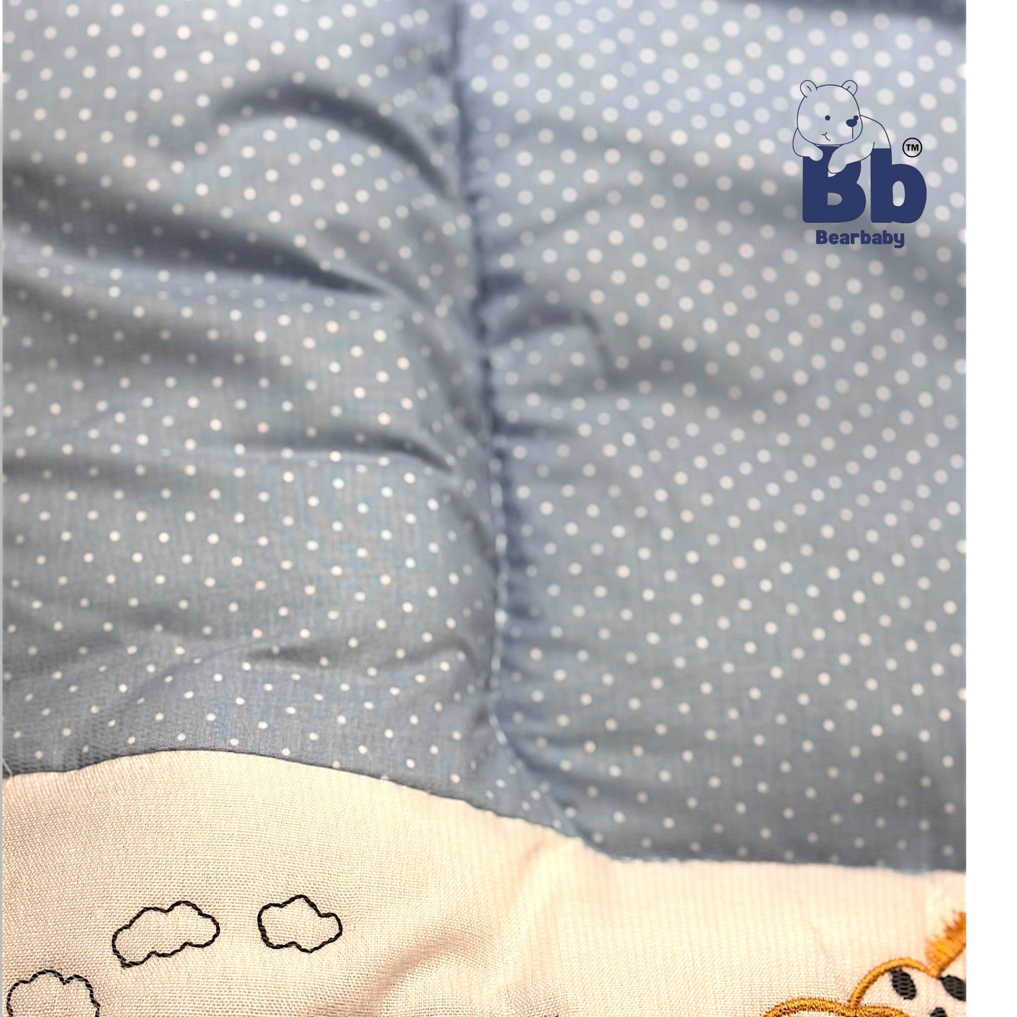 Premium EmbroideryBaby Bed with Thick Mattress & Mosquito Net & Neck Pillowwith Zip Closure