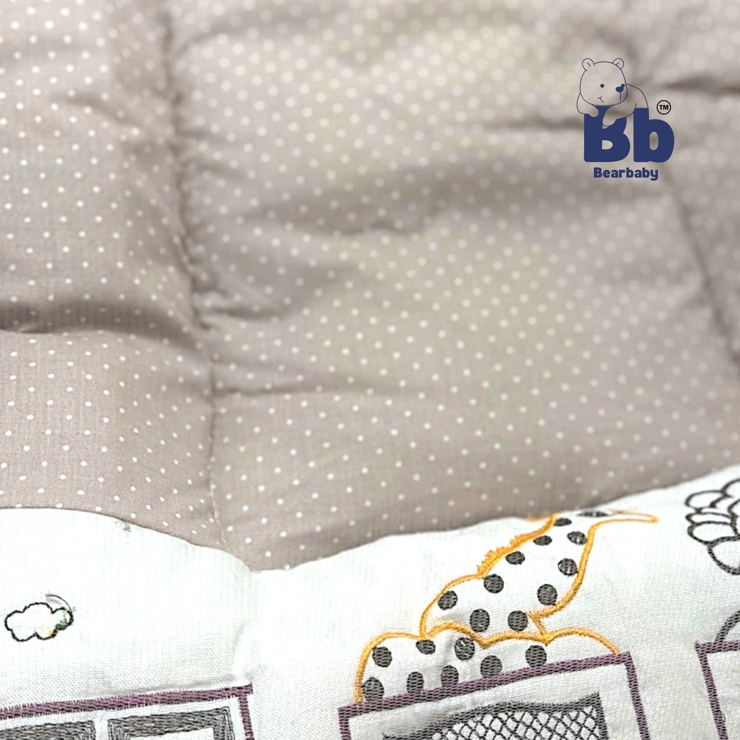 Premium EmbroideryBaby Bed with Thick Mattress & Mosquito Net & Neck Pillowwith Zip Closure