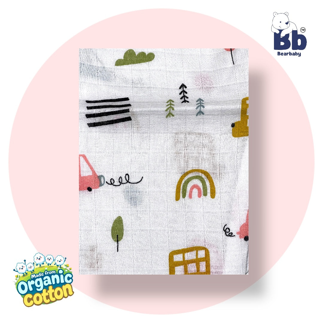 Baby Unisex Organic Cotton Muslin Full Sleeves Jhabla & Payjama Set - Size 6m-9m-Car Print