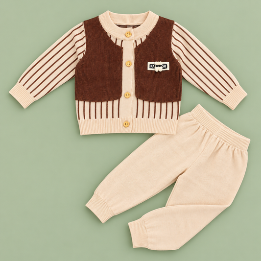 Bearbaby Baby Winter Ethnic Outfit Set | Full Sleeve Top & Pants with Cap ---6