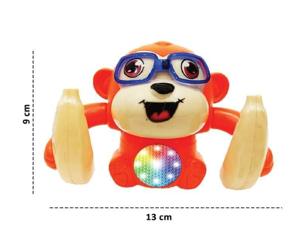 Dancing Monkey Musical Toy for Kids Baby Spinning Rolling Doll Tumble Toy with Voice Control Musical Light and Sound Effects with Sensor - ISI Mark