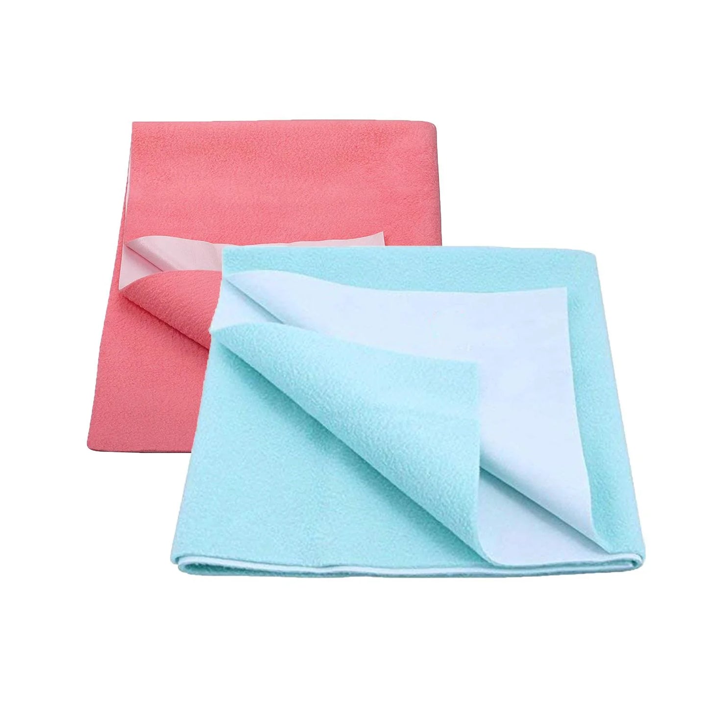 Instadry Anti-Piling Fleece Extra Absorbent Quick Dry Sheet for baby, Baby Bed Protector, Waterproof baby sheet, Small size 50x70cm, Pack of 2, Sky Blue & Baby Pink