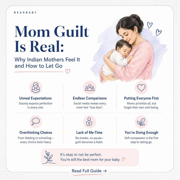 Explore how Indian mothers experience mom guilt and discover comforting ways to let go of it for a more fulfilling parenting journey.