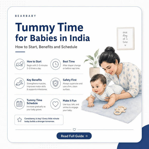 Discover tummy time for babies in India, its benefits, and tips on how to start this essential practice for healthy development.