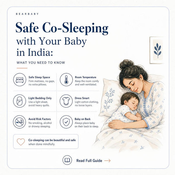 mother and baby co-sleeping | safe co-sleeping setup | Indian family bedtime routine