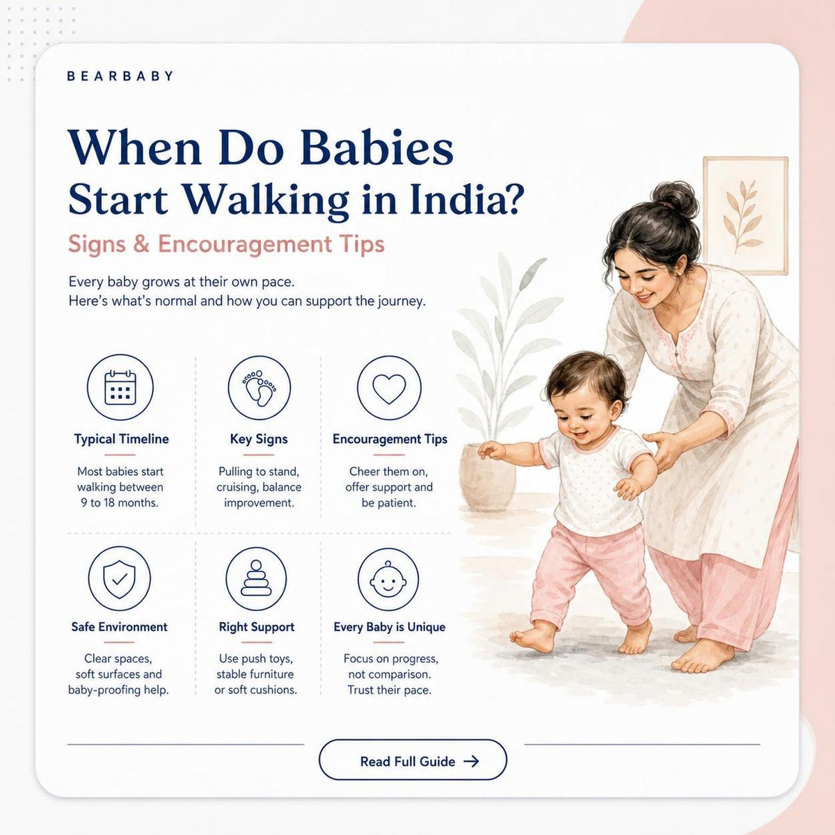 Discover when do babies start walking in India, signs to look for, and tips to encourage your little one's first steps.