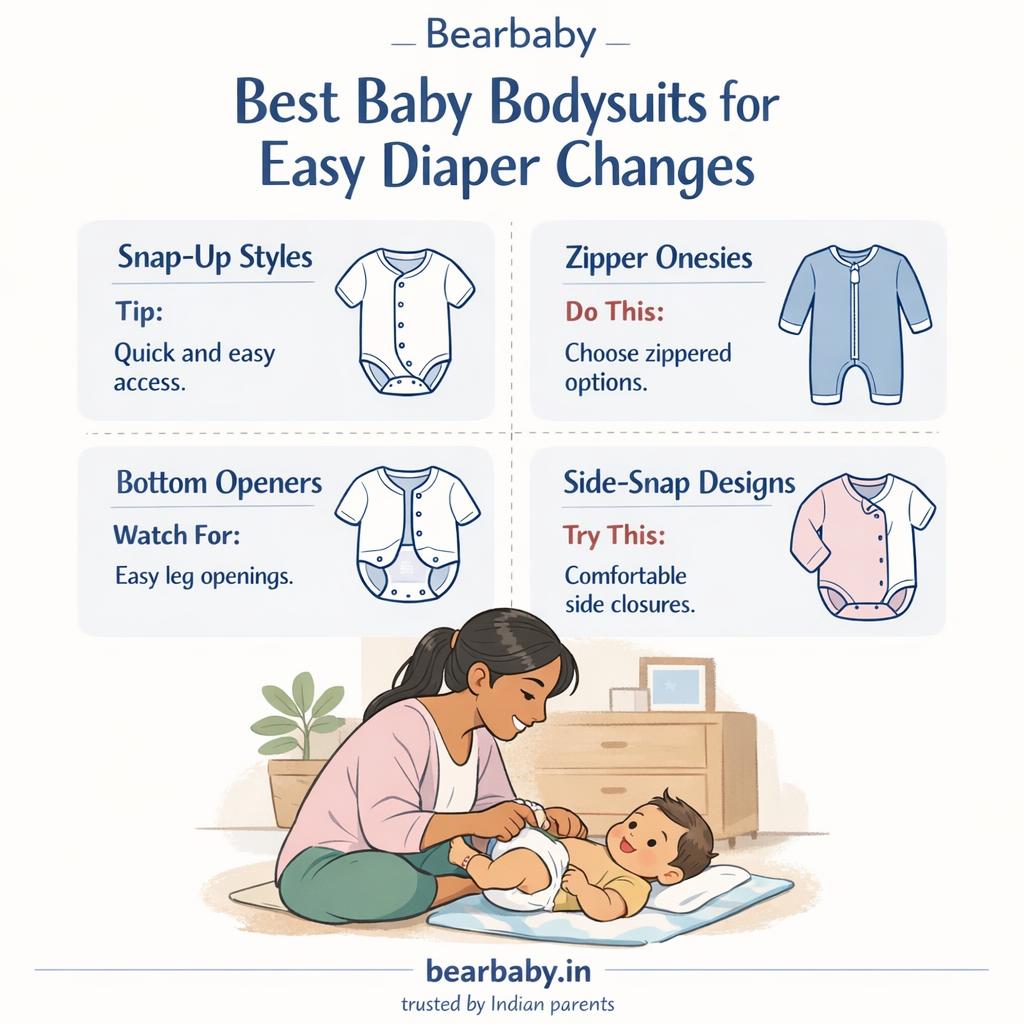Explore the best baby bodysuits in India designed for easy diaper changes. Gentle, breathable options to keep your little one comfortable and secure daily.