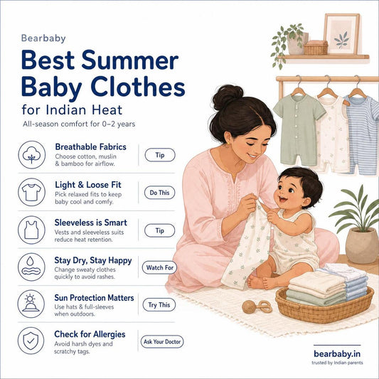 Explore the best summer baby clothes for Indian heat. Discover breathable fabrics, lightweight options, and comfort essentials for keeping babies cool and happy.