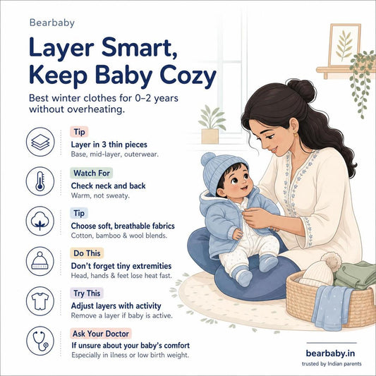 Discover the best winter baby clothes in India with layering tips that keep your little one cozy without overheating. Practical advice for Indian parents.