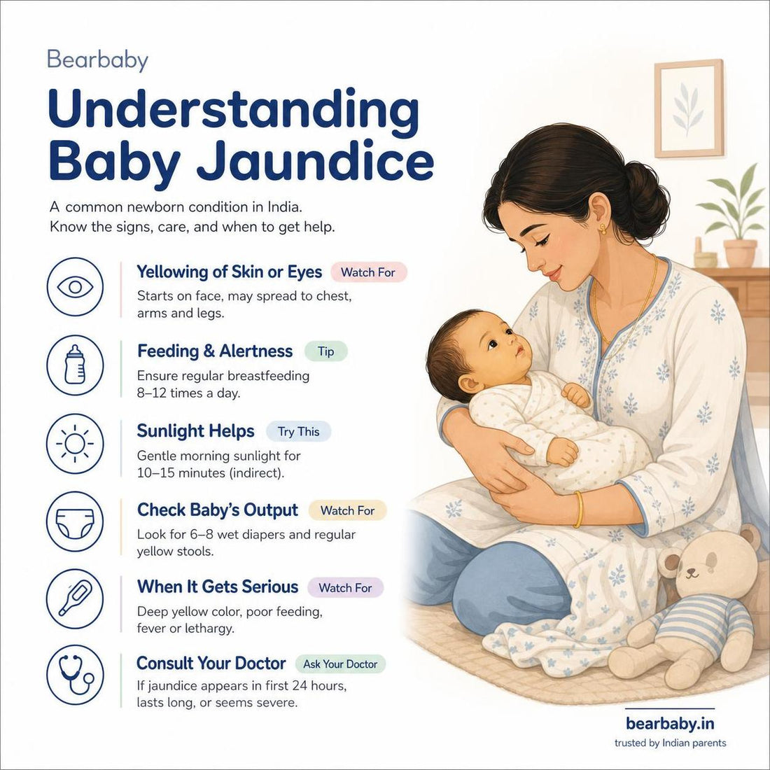 Understanding baby jaundice in India helps parents identify signs early. Learn about natural causes, symptoms, and when to consult a doctor for your newborn.