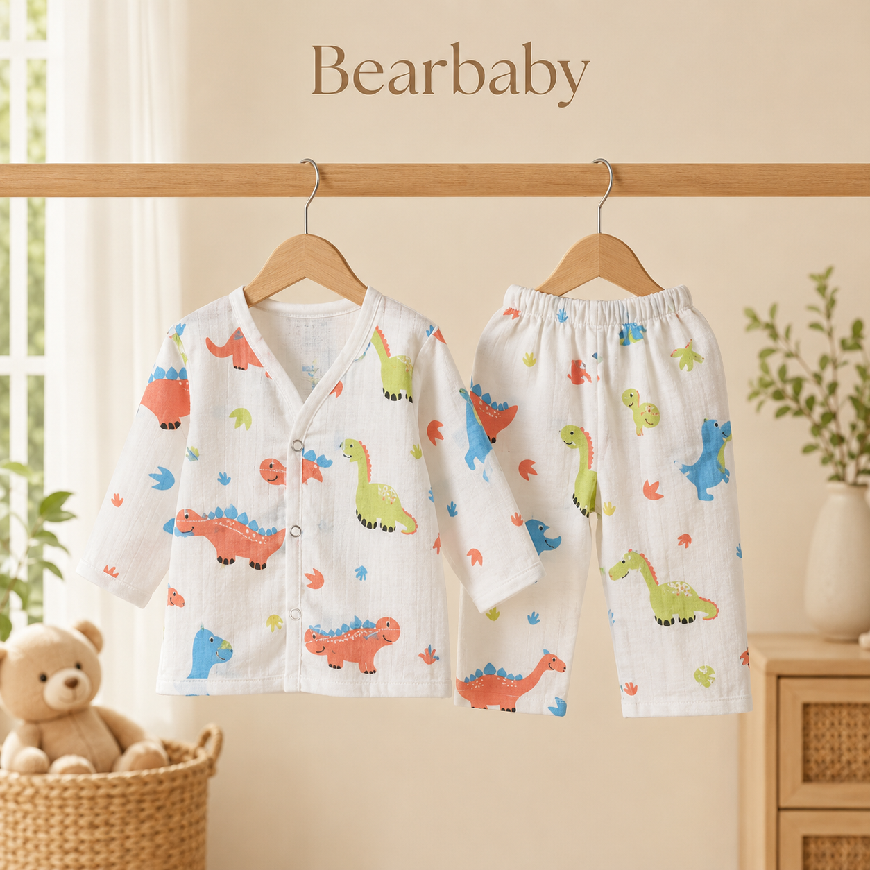 Organic cotton baby night suit with turtle print soft muslin sleepwear for newborns and toddlers