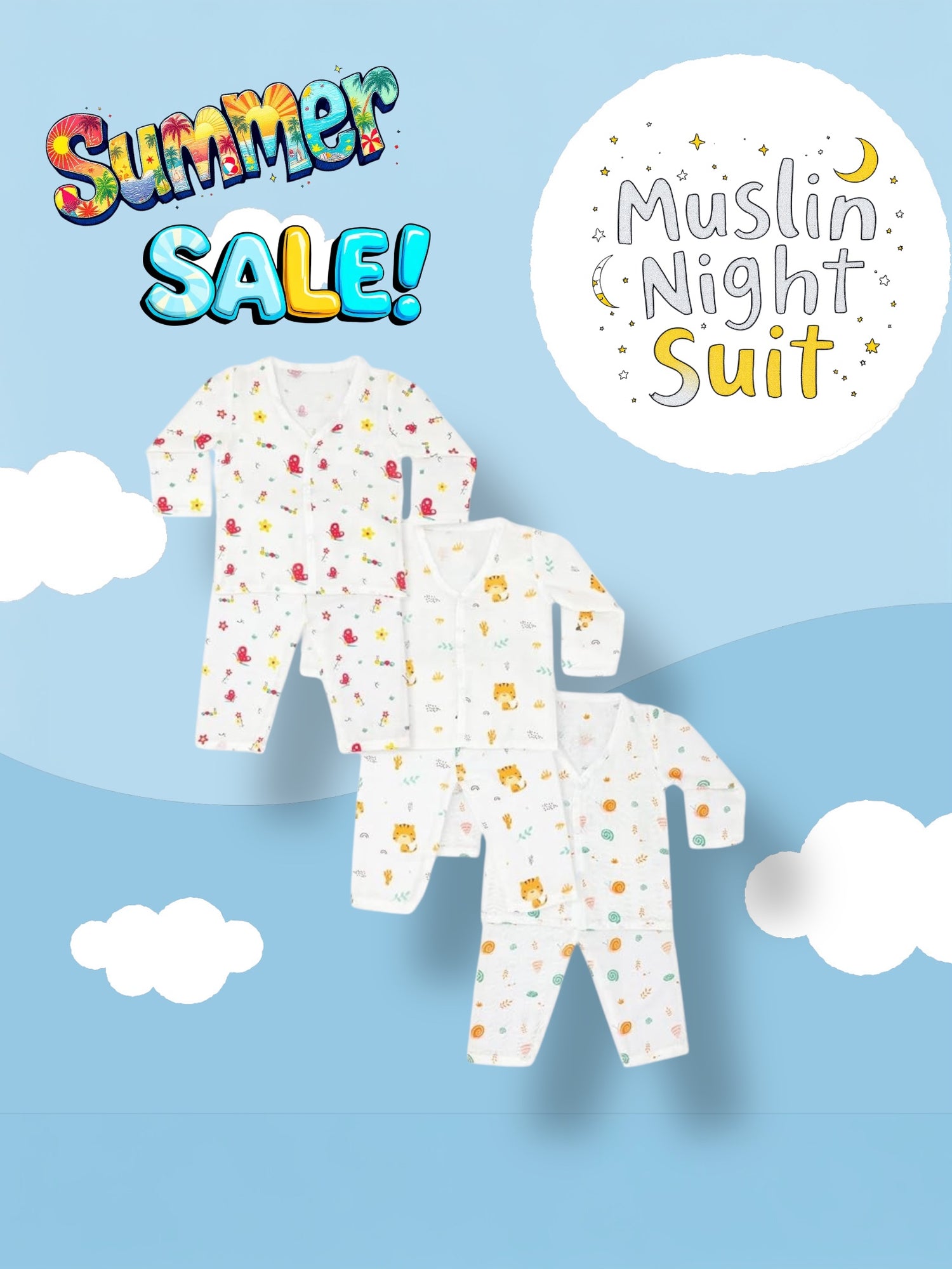 Muslin Full Sleeve Pajama Set