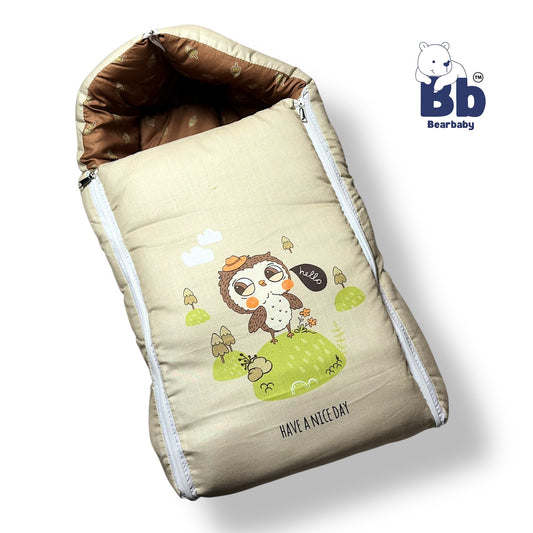 3 in 1 Baby Bed Sleeping Bag & Carry Nest Infant Portable Bassinet for Baby Carrying-owl Print