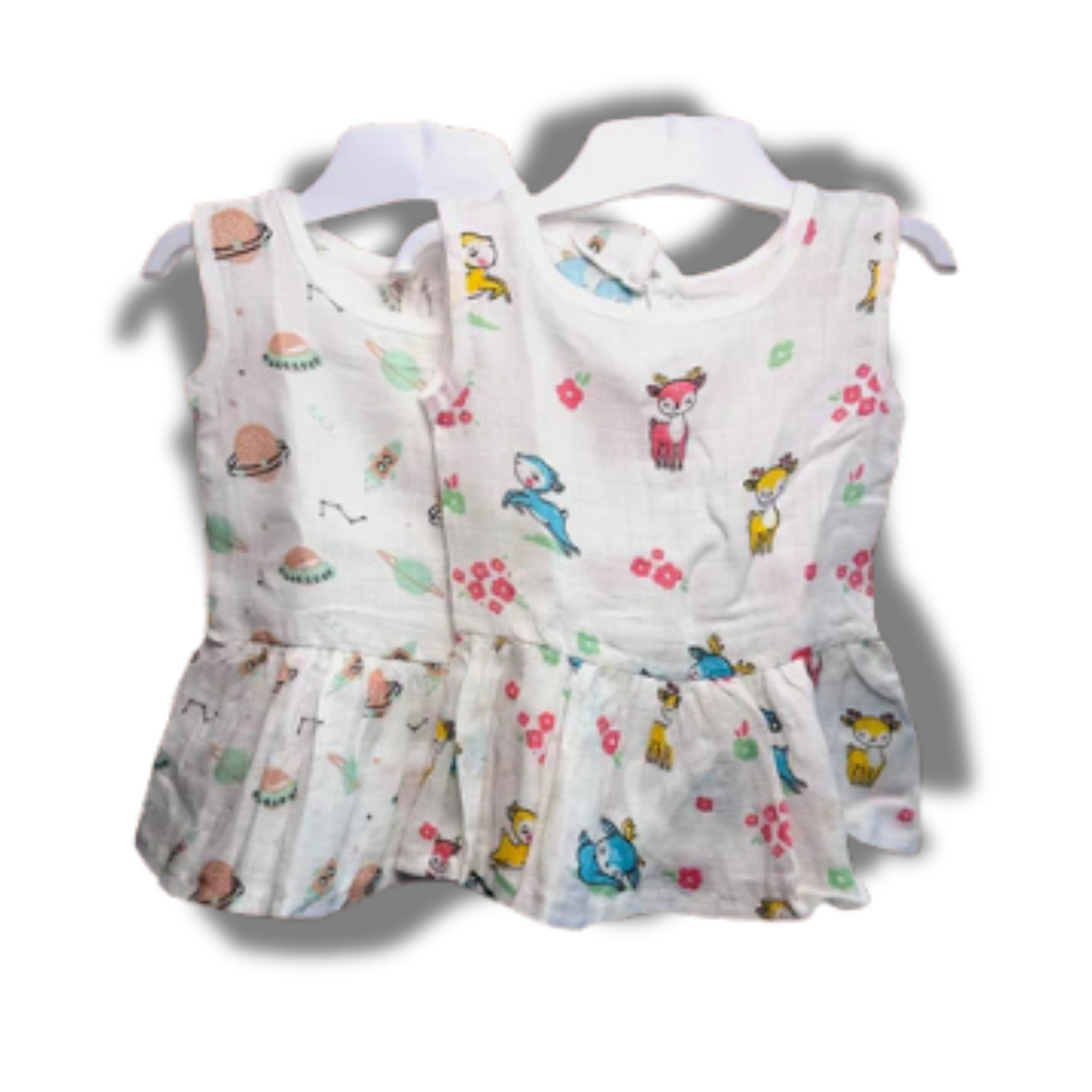Baby Girl Organic Cotton Sleeveless Frock-Size(3M-6M)-Pack of 2-Assorted Prints 5