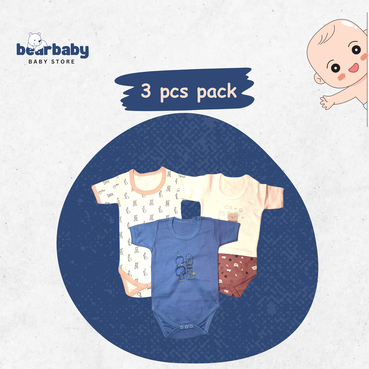 Baby Cotton Roamper Half Sleev/UniSex -Size 9M to 12M-Combo Pack Of 3-Multi Print