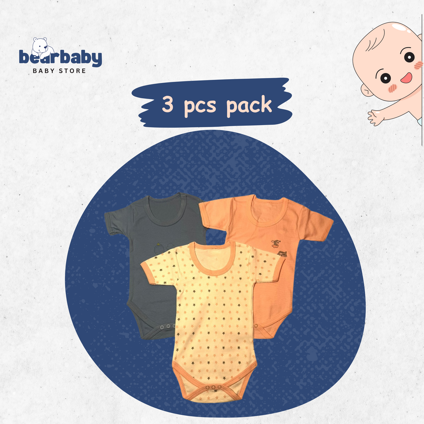 Baby Cotton Roamper Half Sleev/UniSex -Size 9M to 12M-Combo Pack Of 3-Multi Print