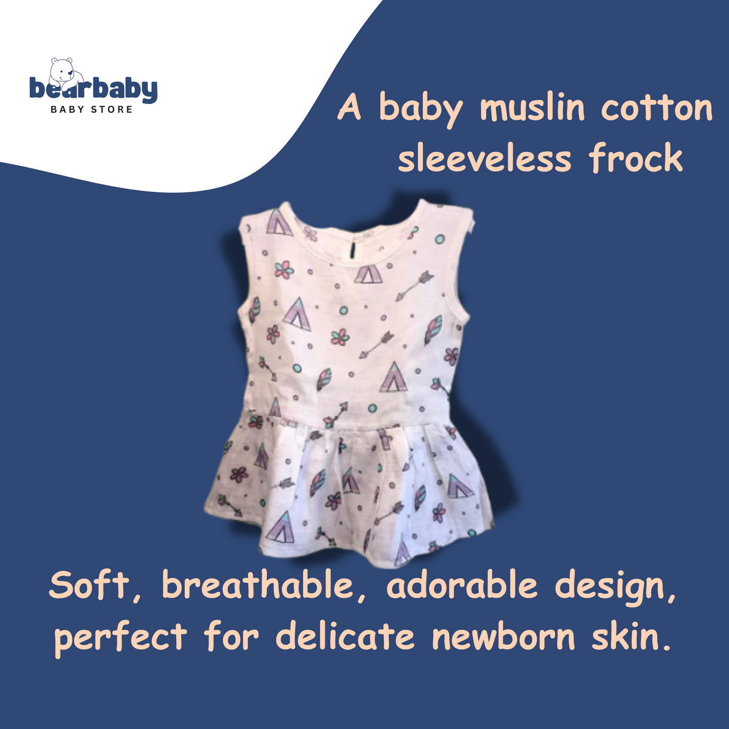 Baby Girl Organic Cotton Sleeveless Frock-Size6M-12M-Combo Pack of 2-Assorted Prints 3