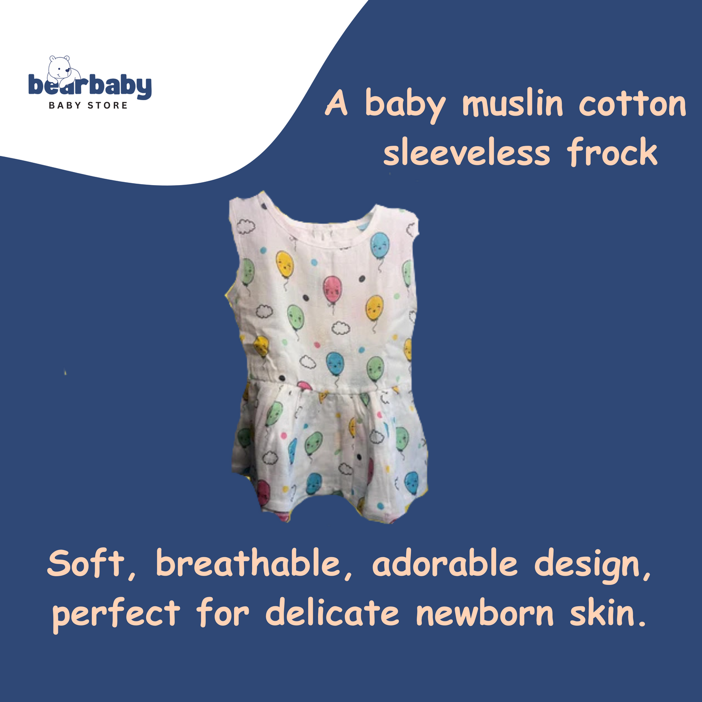 Baby Girl Organic Cotton Sleeveless Frock-Size6M-12M-Combo Pack of 3-Assorted Prints 5