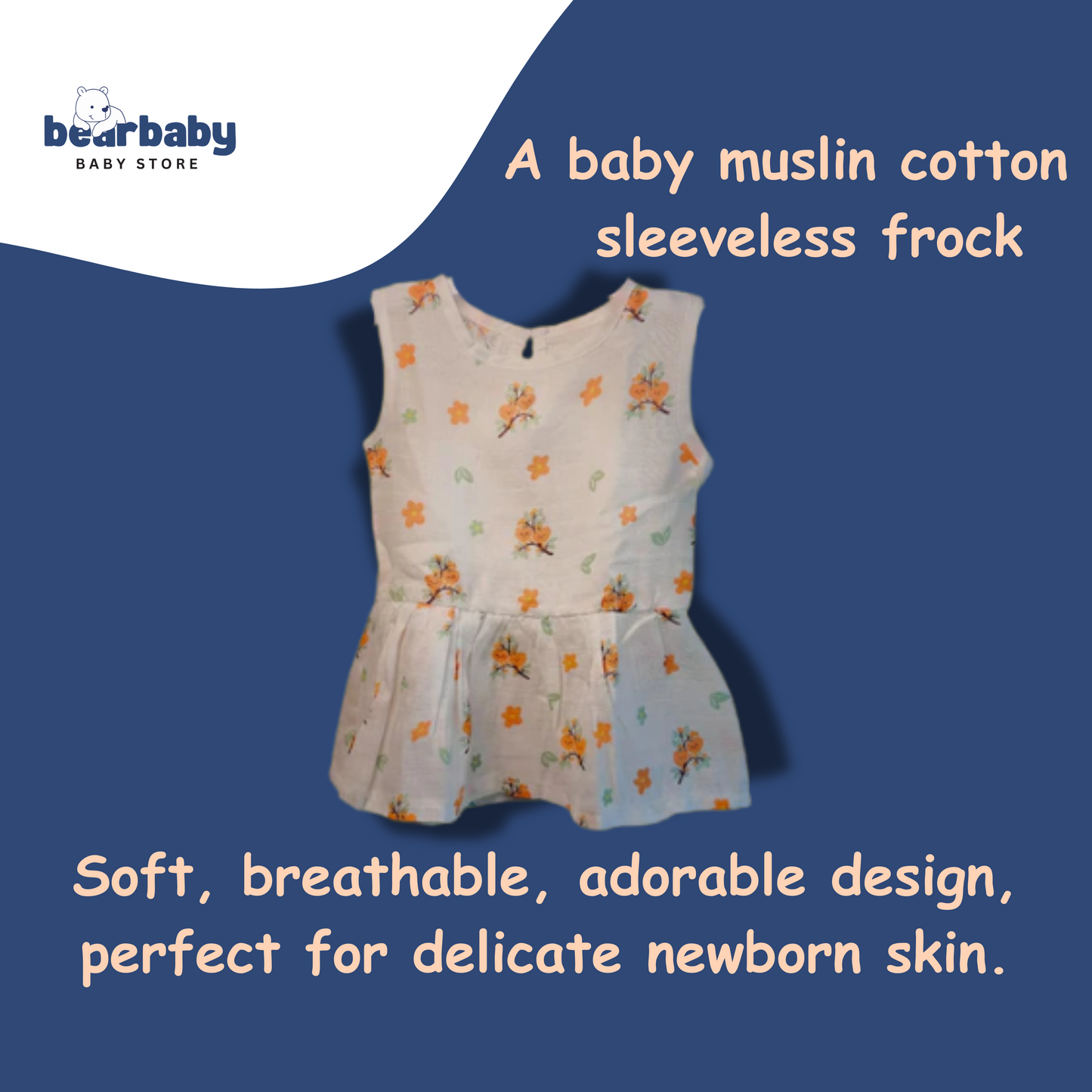 Baby Girl Organic Cotton Sleeveless Frock-Size6M-12M-Combo Pack of 2-Assorted Prints 5