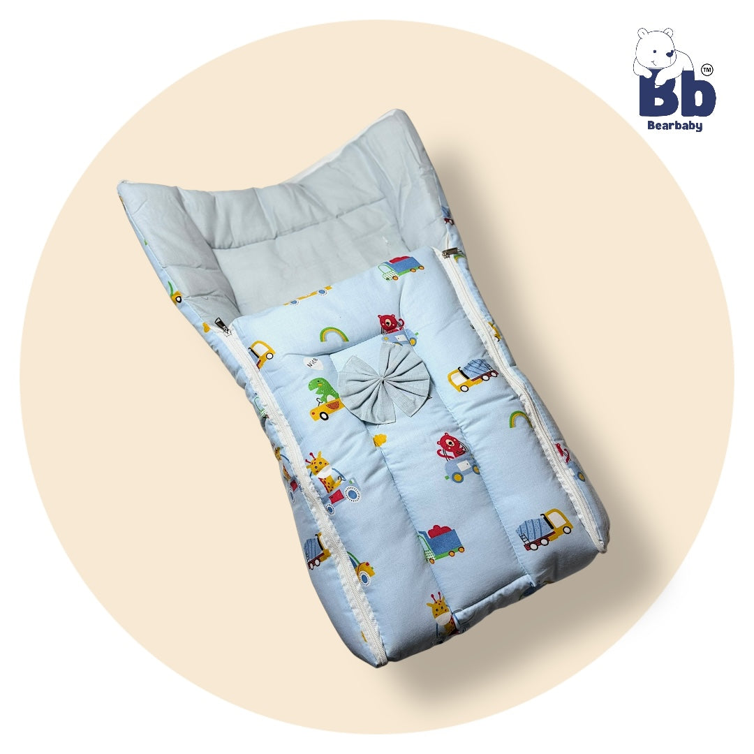 3 in 1 Baby Bed Sleeping Bag & Carry Nest Infant Portable Bassinet for Baby Carrying-Animal Print