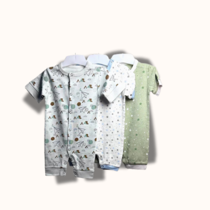 Baby Cotton Jumpsuit-UniSex 9m-12m-Combo Pack of 3-Assorted Prints 8