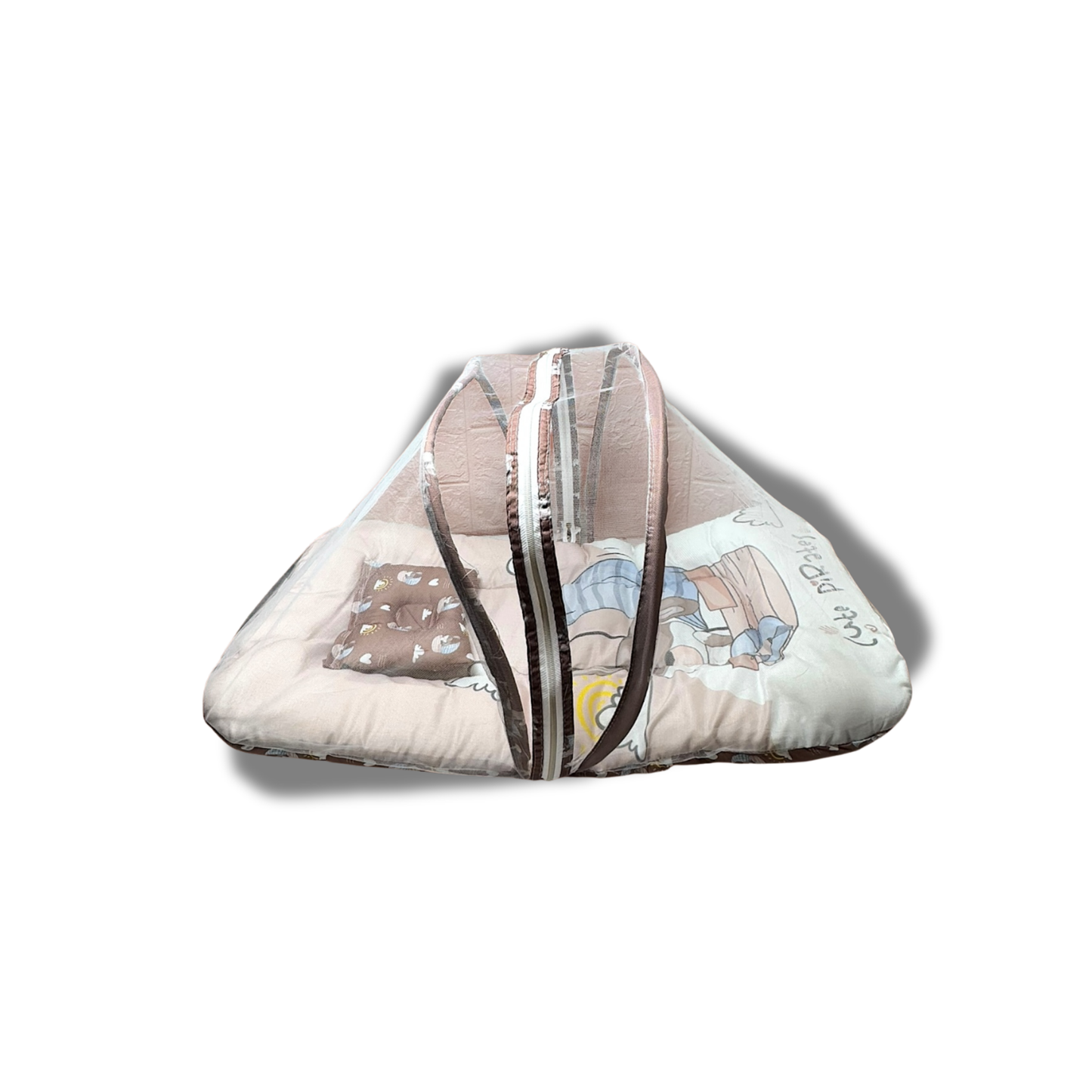 Baby Bed with Thick Mattress & Mosquito Net & Neck Pillowwith Zip Closure-Back to School