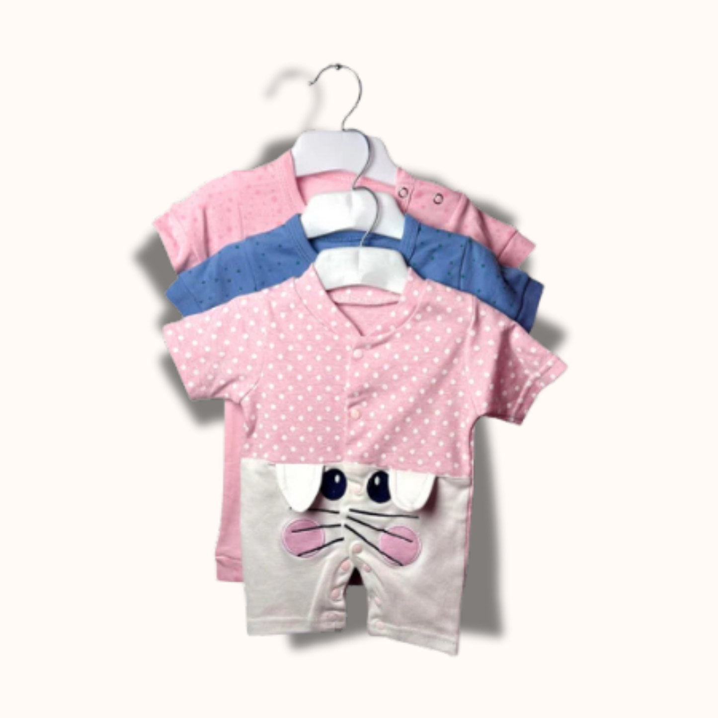 Baby Cotton Jumpsuit-UniSex 3m-6m-Combo Pack of 3-Assorted Prints 1