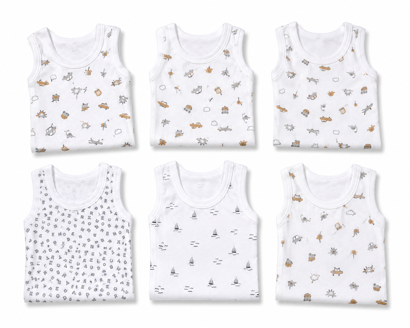 Soft cotton baby outfit combo pack of 5 for 3M-6M babies with assorted premium prints