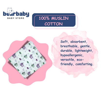 Muslin Towel for Newborn Baby-1Layer/Size 70cm*145cm-Combo Pack 2-Assorted Prints3