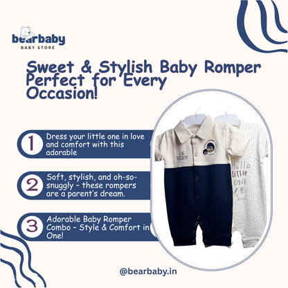 Baby Cotton Jumpsuit-UniSex 9m-12m-Combo Pack of 2-Assorted Prints 2