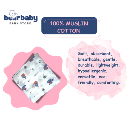 Muslin Soft Cotton Swaddle/Baby Wrapper-Size 100cm*100cm-Combo Pack of 3-Assorted Prints4