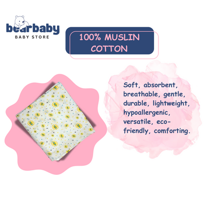 Muslin Towel for Newborn Baby-1Layer/Size 70cm*145cm-Combo Pack 2-Assorted Prints1