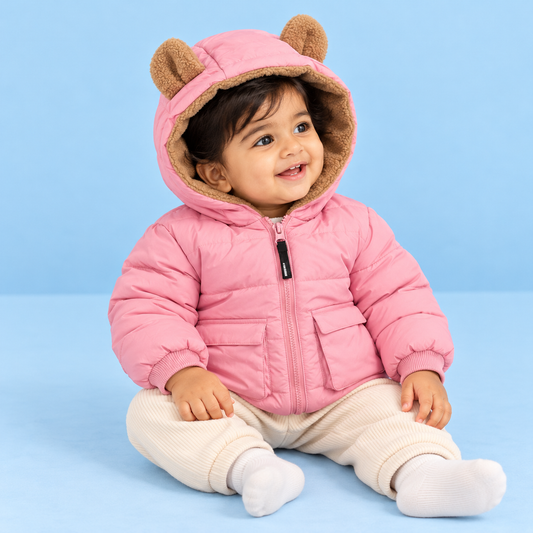 Bearbaby Baby Bear Ear Puffer Jacket | Hooded Padded Winter Jacket ---18