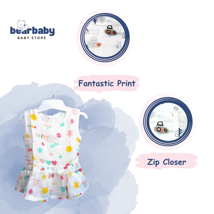 Baby Girl Organic Cotton Sleeveless Frock-Size6M-12M-Combo Pack of 3-Assorted Prints 3