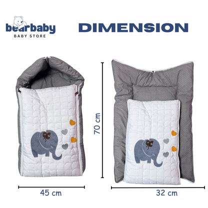Embroidery Premium Baby Sleeping Bag/ Carry Nest/Mattress/Elephant Print