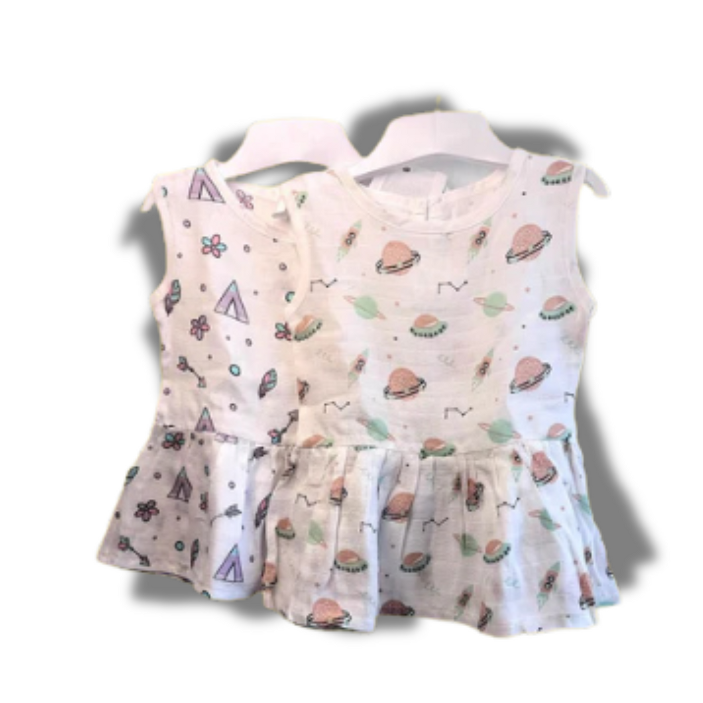 Baby Girl Organic Cotton Sleeveless Frock-Size6M-12M-Combo Pack of 2-Assorted Prints 3