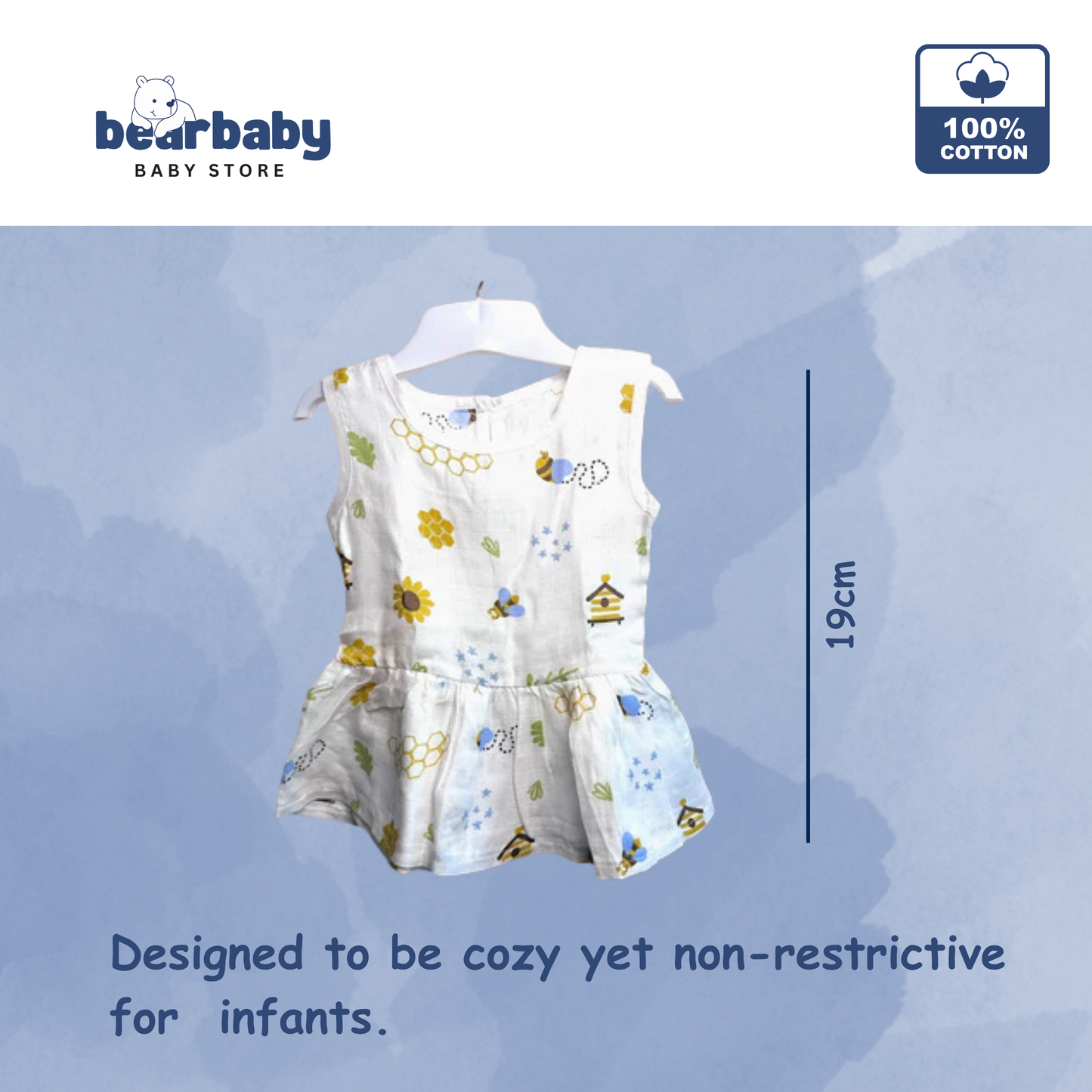 Baby Girl Organic Cotton Sleeveless Frock-Size6M-12M-Combo Pack of 2-Assorted Prints 2