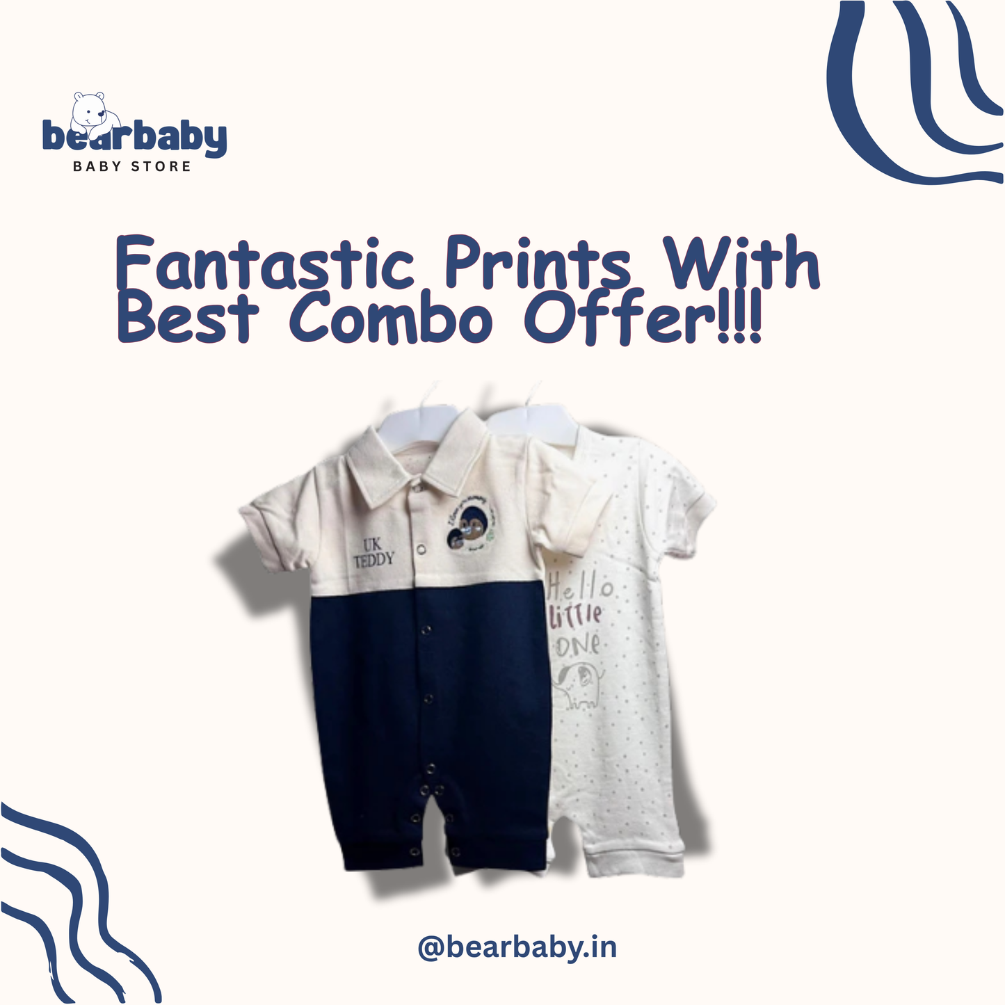 Baby Cotton Jumpsuit-UniSex 9m-12m-Combo Pack of 2-Assorted Prints 1