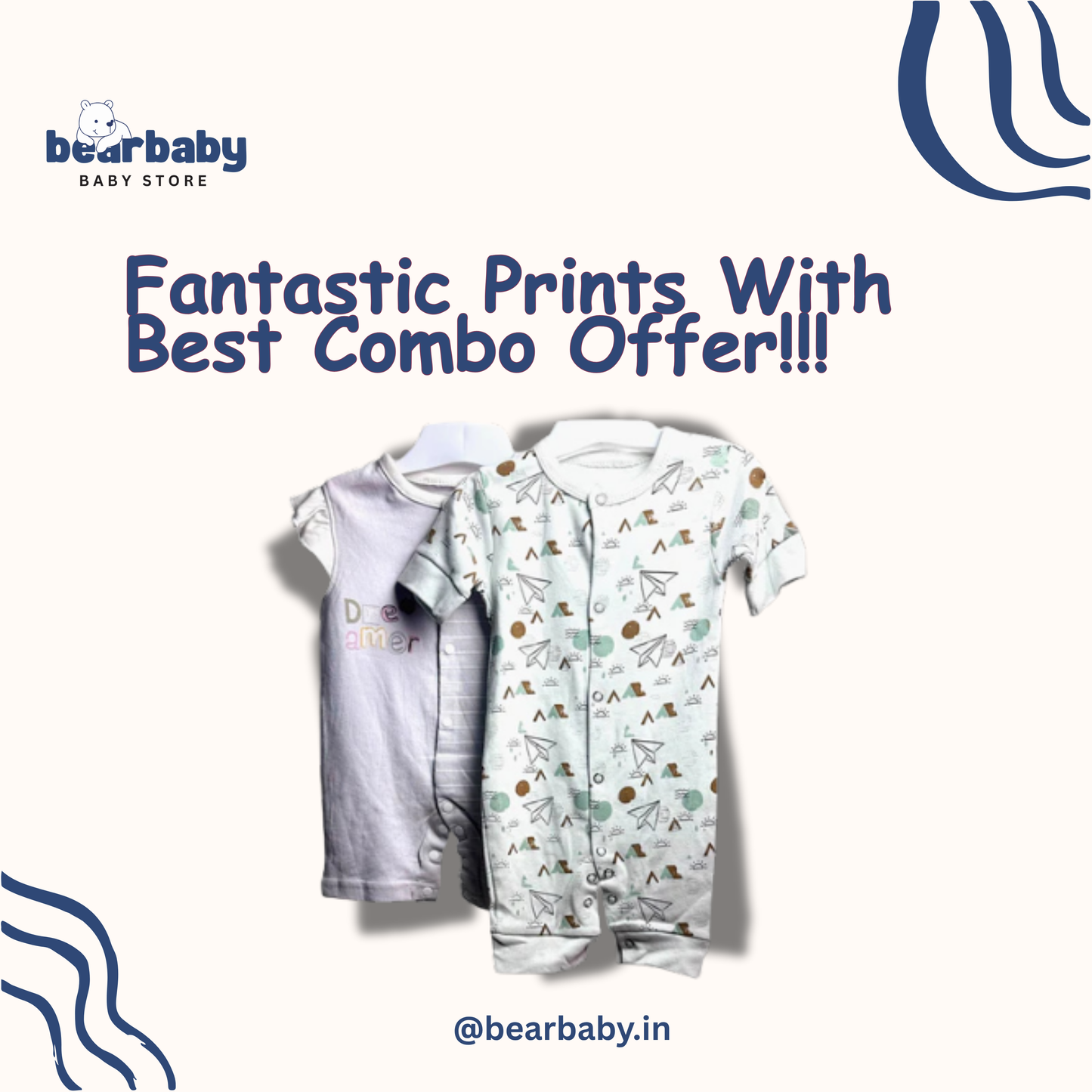 Baby Cotton Jumpsuit-UniSex 9m-12m-Combo Pack of 2-Assorted Prints 6