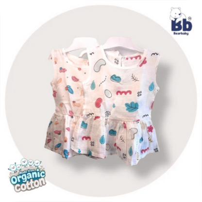 Baby Girl Organic Cotton Sleeveless Frock-Size6M-12M-Combo Pack of 2-Assorted Prints 4
