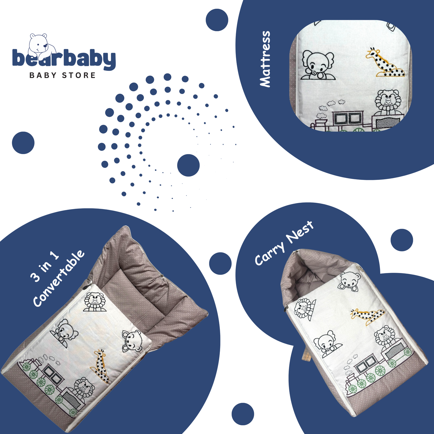 Embroidery Premium Baby Sleeping Bag/ Carry Nest/Mattress