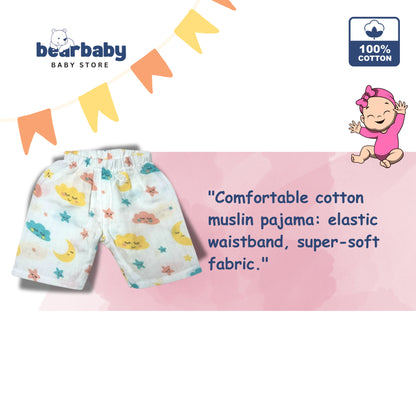Baby Unisex Organic Cotton Muslin  Sleevless Jhabla & Payjama Set - Size 3m-6m-cloud Print