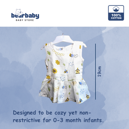 Baby Girl Organic Cotton Sleeveless Frock-Size(3M-6M)-Pack of 3-Assorted Prints 4