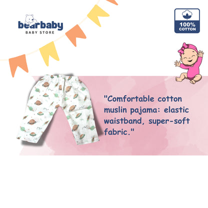 Baby Unisex Organic Cotton Muslin Full Sleeves Jhabla & Payjama Set - Size 6m-9m-Print2