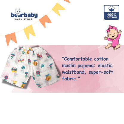 Baby Unisex Organic Cotton Muslin  Sleevless Jhabla & Payjama Set - Size 3m-6m- Bee Print