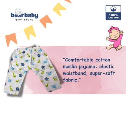 Baby Unisex Organic Cotton Muslin Full Sleeves Jhabla & Payjama Set - Size 9m-12m-Trutle Print