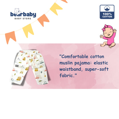 Baby Unisex Organic Cotton Muslin Full Sleeves Jhabla & Payjama Set - Size 6m-9m-Car Print