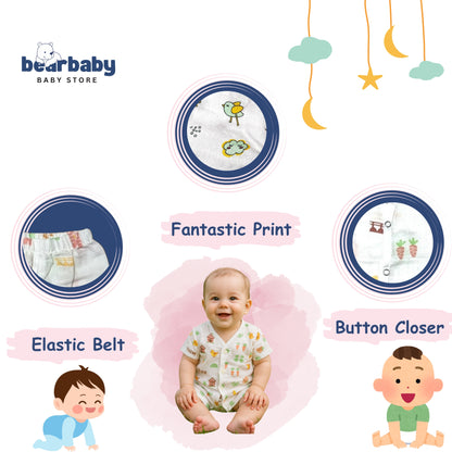 Baby Unisex Organic Cotton Muslin  Half Sleeves  Jhabla & Payjama Set - Size 6m-9m-Lion Print